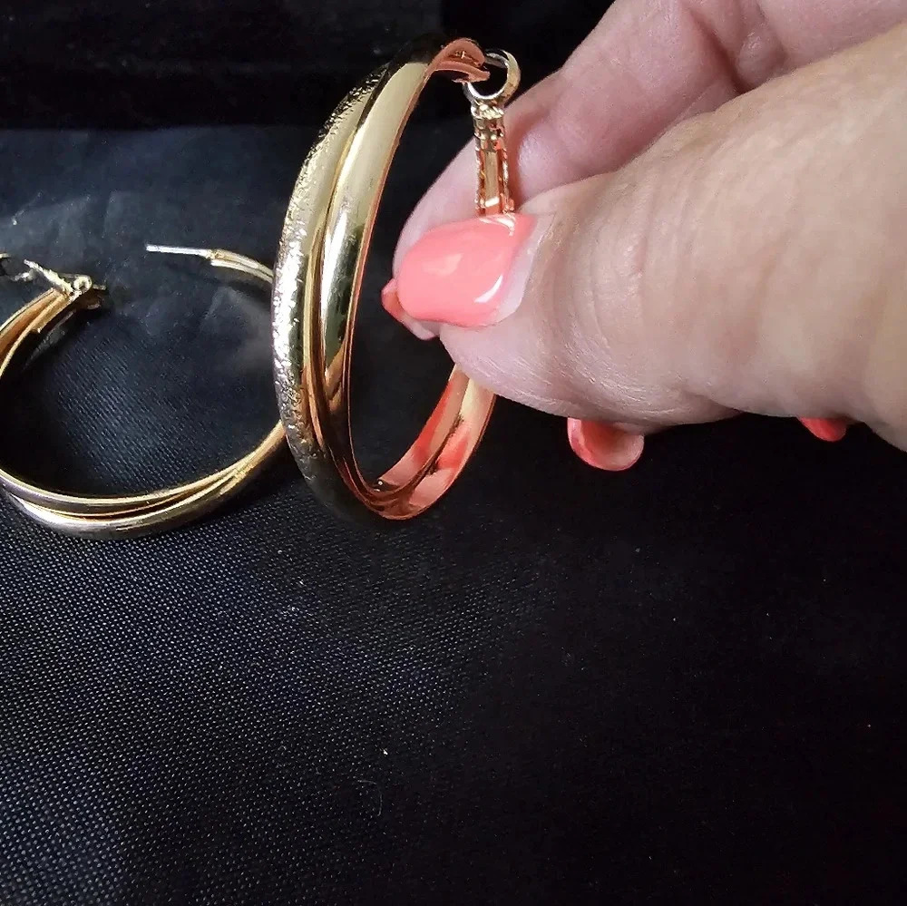 Earrings set of 4 pairs gold tone - Picture 8 of 8